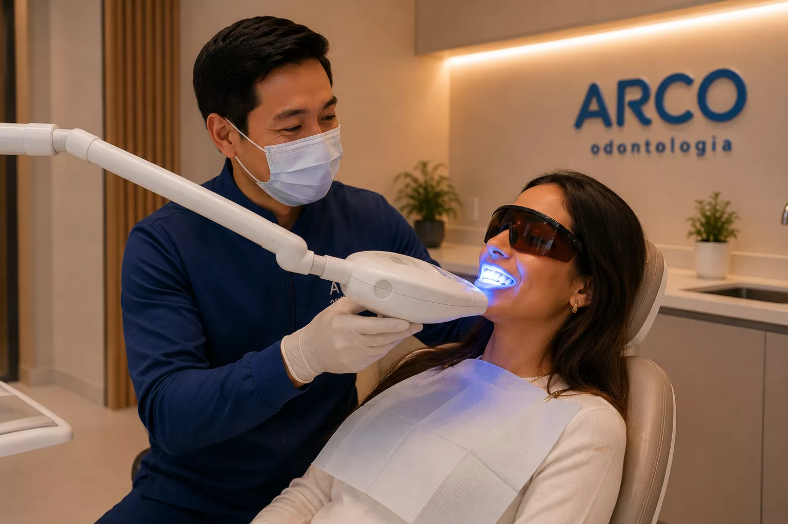 Procedimento de clareamento dental na ARCO