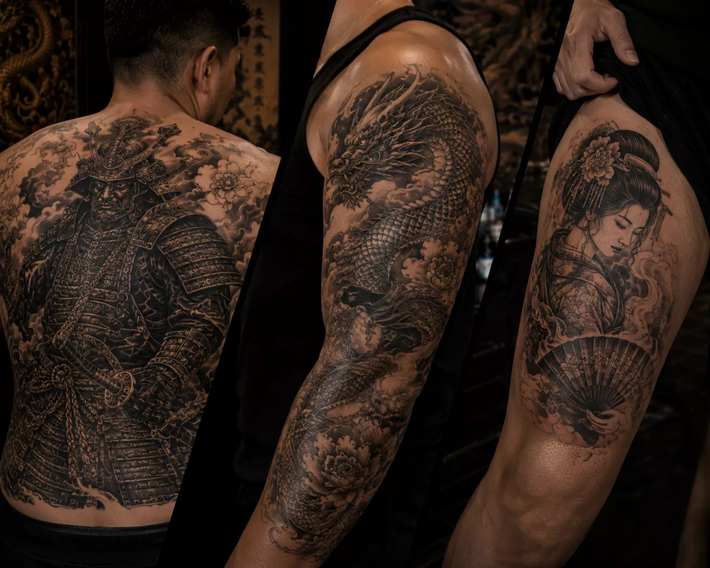Tatuagem oriental realizada no estúdio Dragon Tattoo