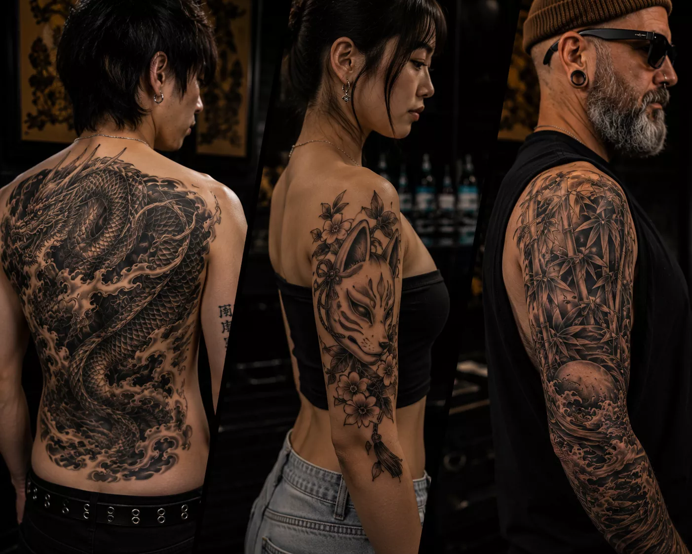 Tatuagem oriental finalizada no estúdio