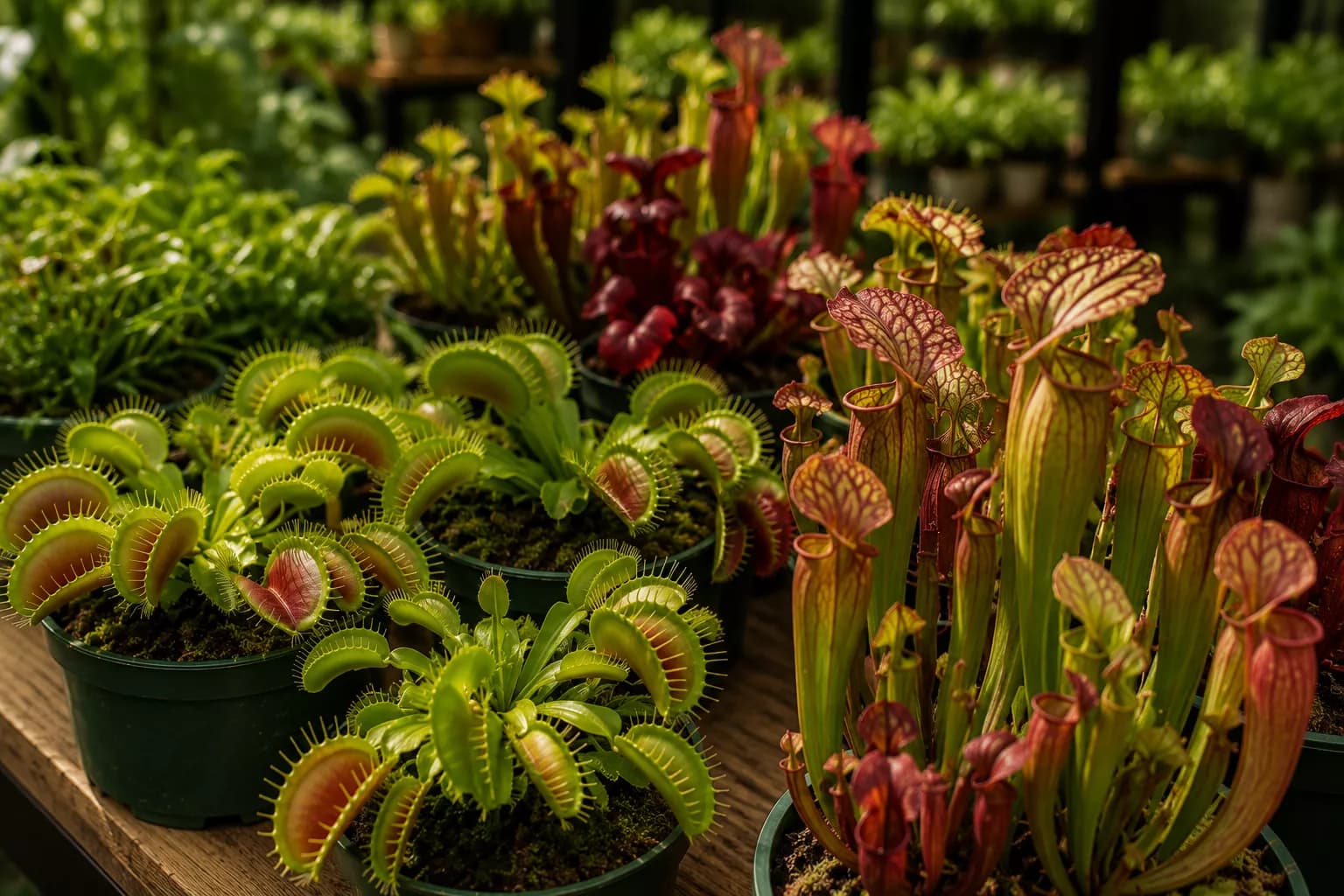 Plantas carnívoras em exposição na Flora
