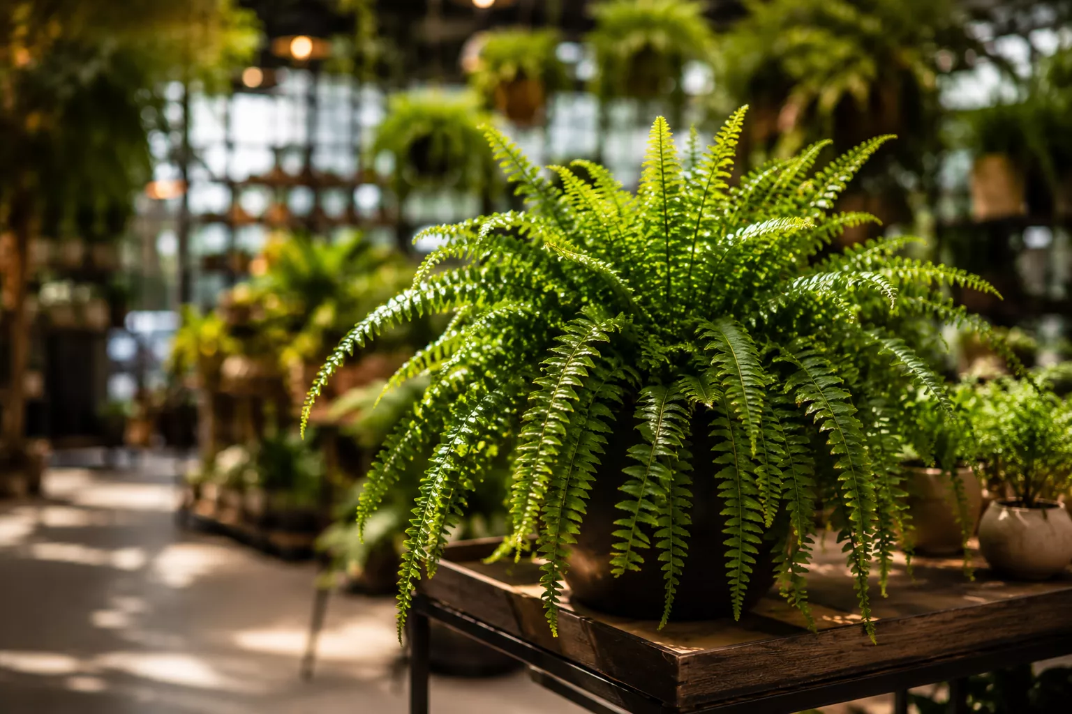 Samambaia exuberante da coleção da Flora