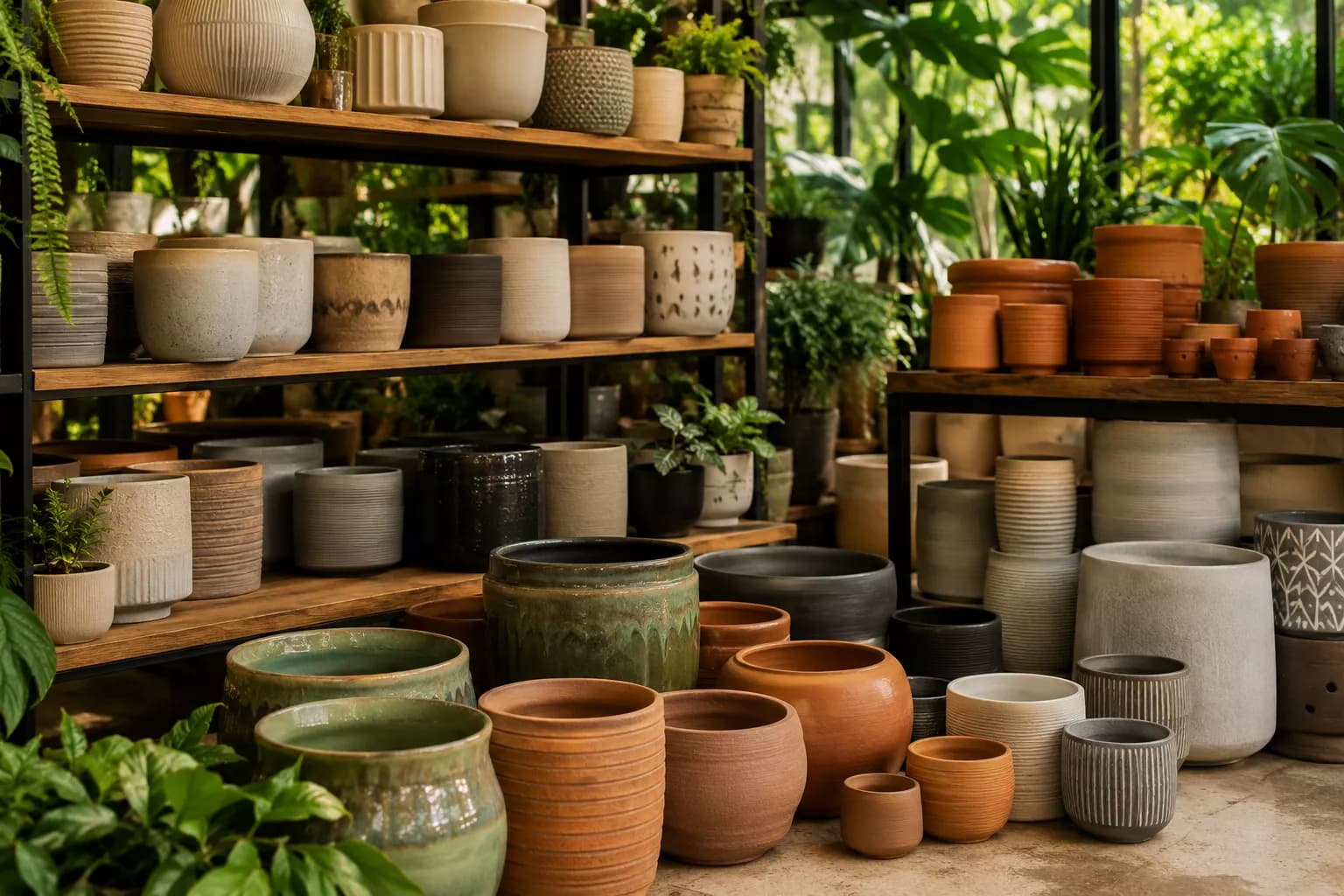 Vasos e composições disponíveis na Flora
