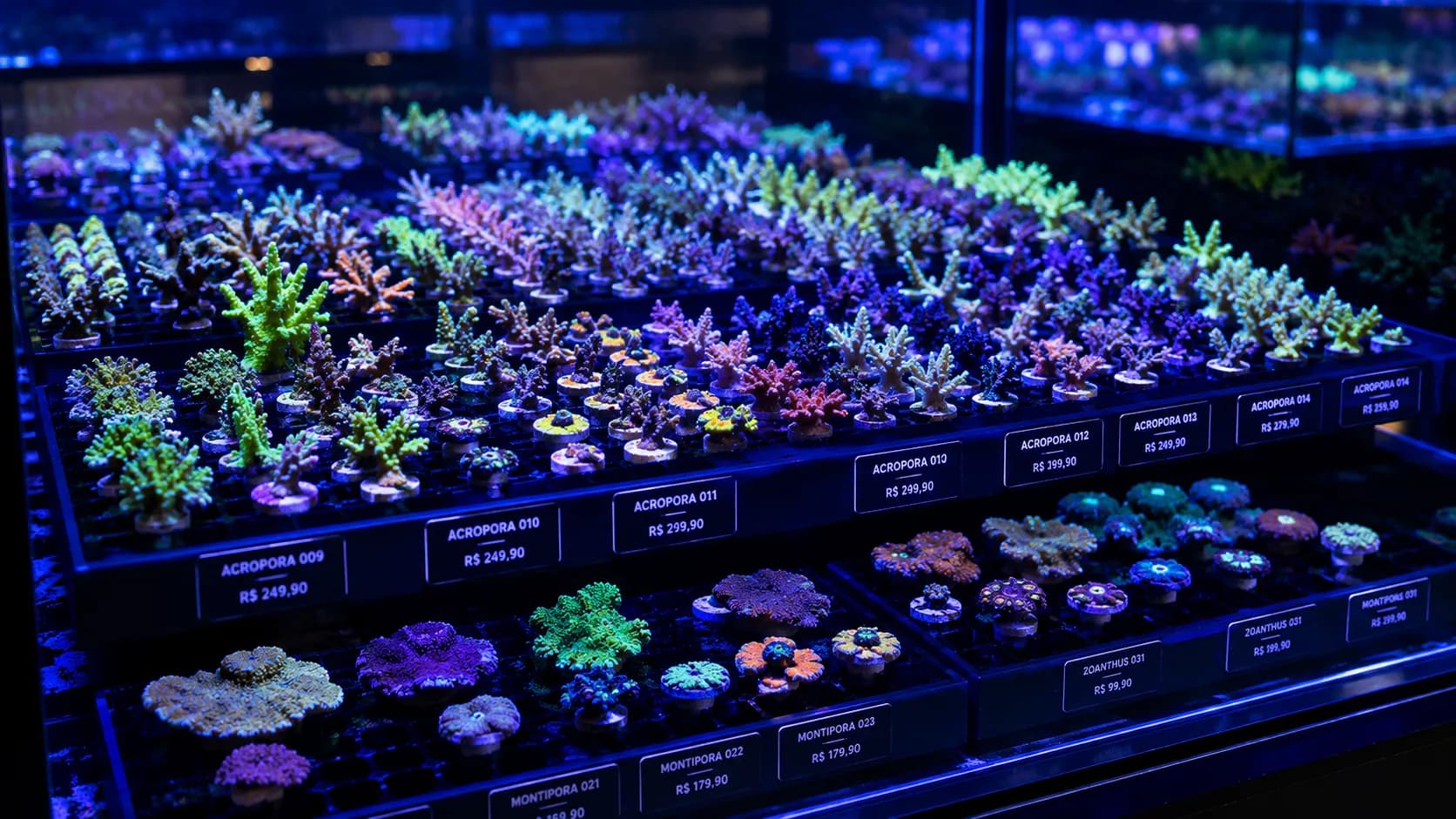 Area de corais raros separados por frag plugs
