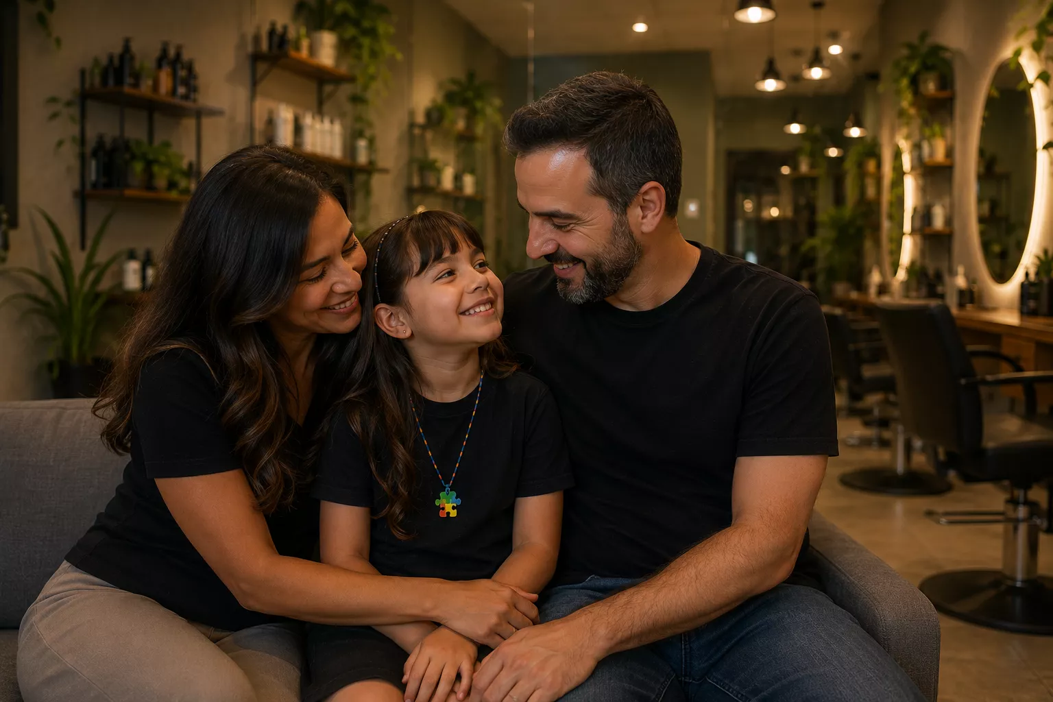 Familia em um momento tranquilo de cuidado na Haven