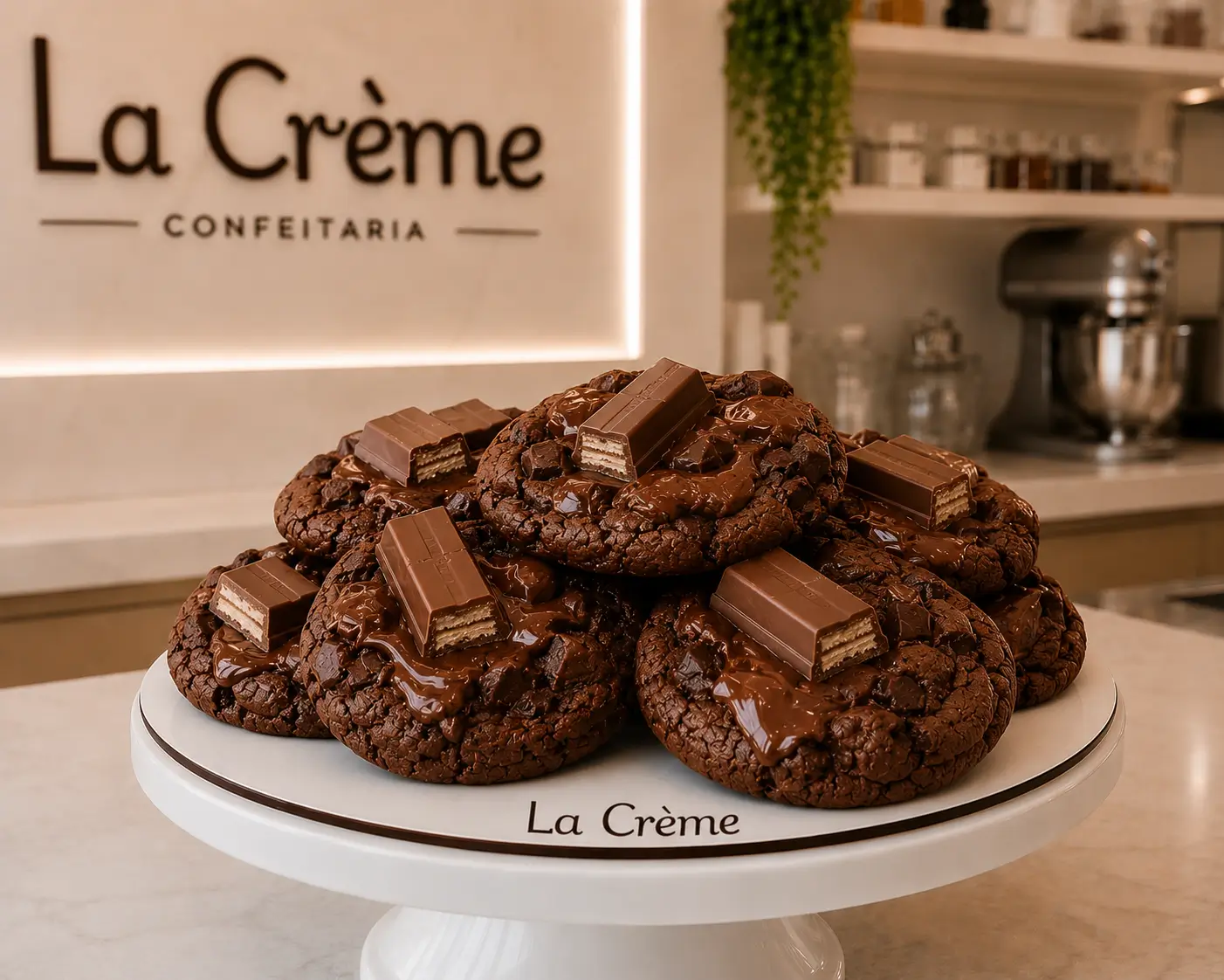 Cookies de chocolate em close