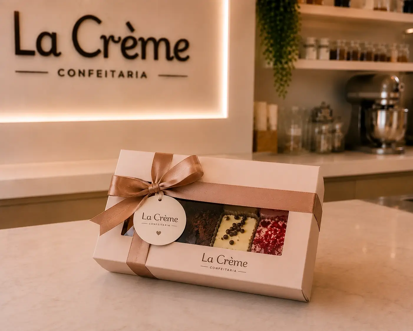 Apresentação de embalagens e confeitaria autoral