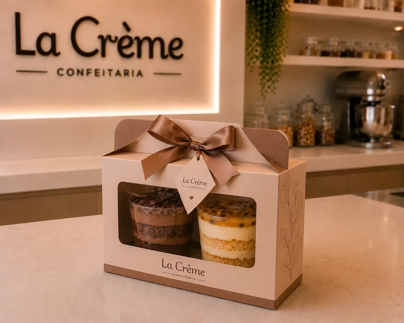 Apresentação de embalagens e confeitaria autoral