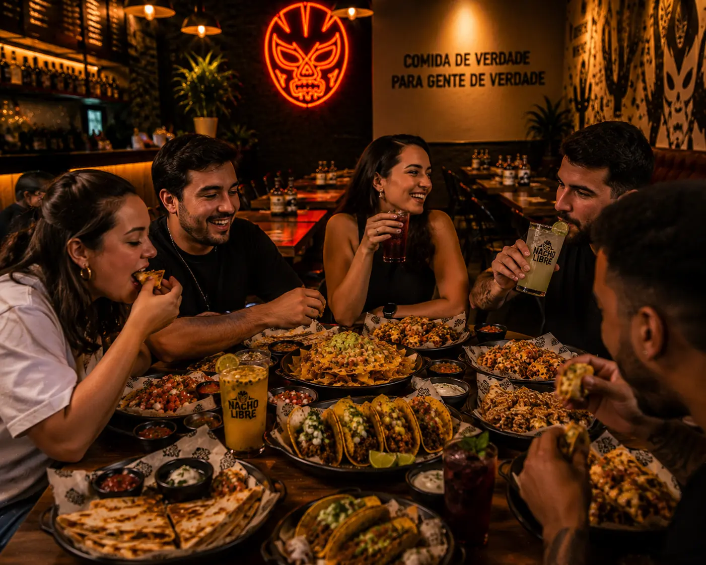 Mesa de rodizio mexicano da Nacho Libre