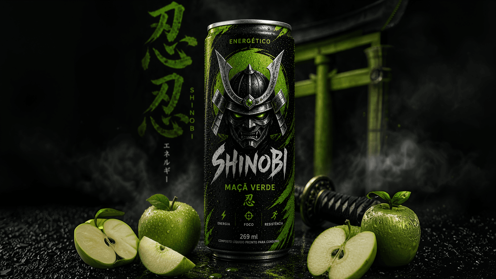 Lata SHINOBI sabor Maçã Verde