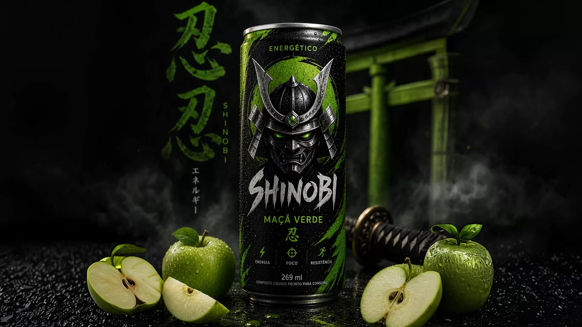 Lata SHINOBI sabor Maçã Verde