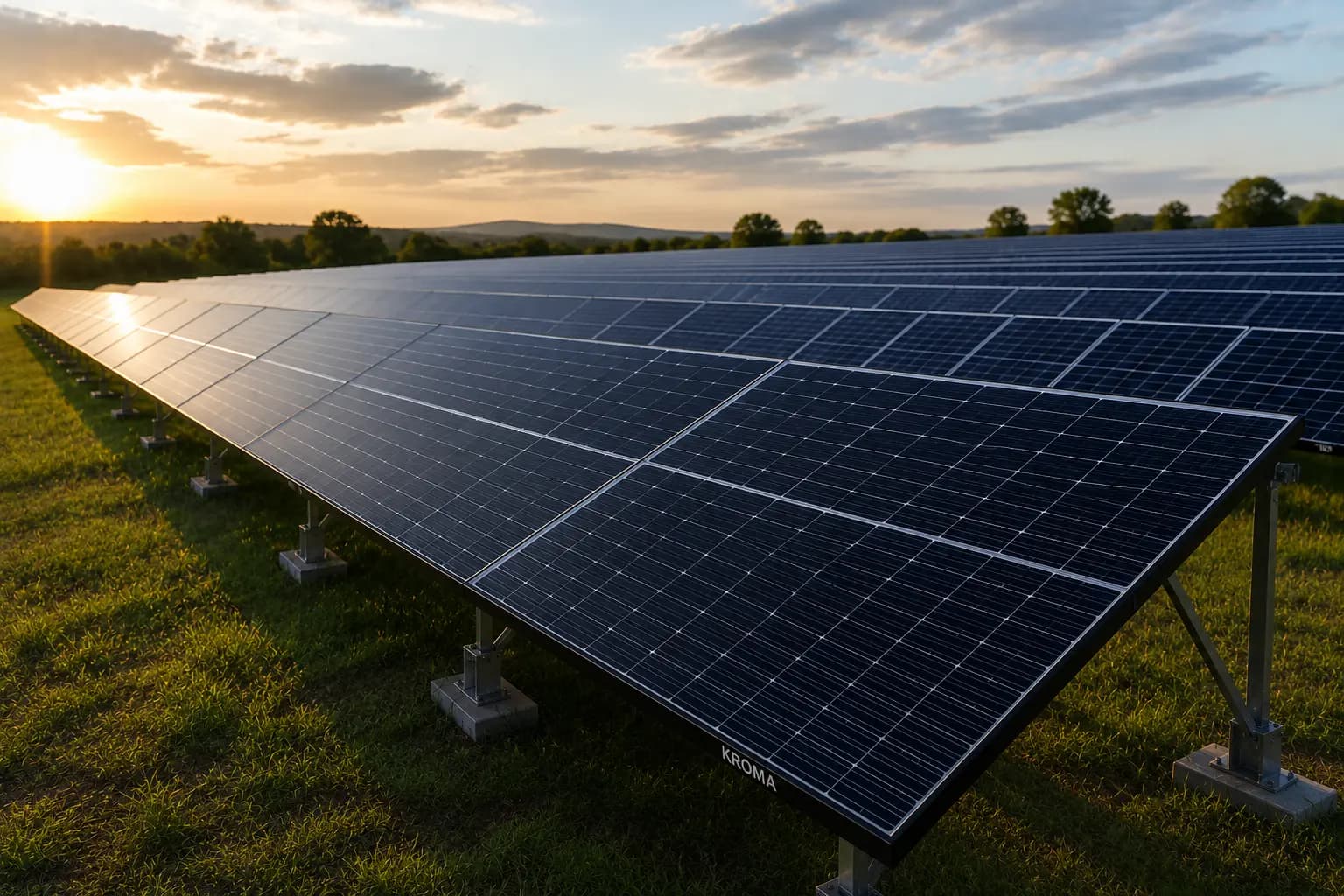 Paineis solares KROMA em instalacao industrial